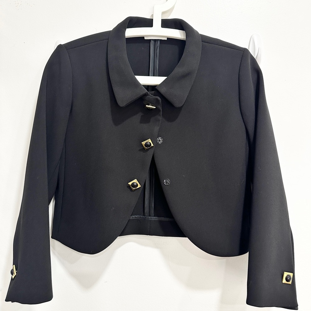 Sandro NWT Cropped Black Button-Front Women's Jacket - Picture 5 of 5